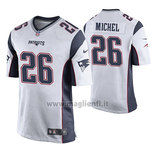 Maglia NFL Game New England Patriots Sony Michel Bianco